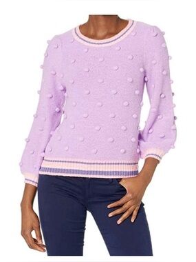 Lilly Pulitzer Purple Pom Pom Sweater Dorianna Style Chunky Knit Preppy Cozy S